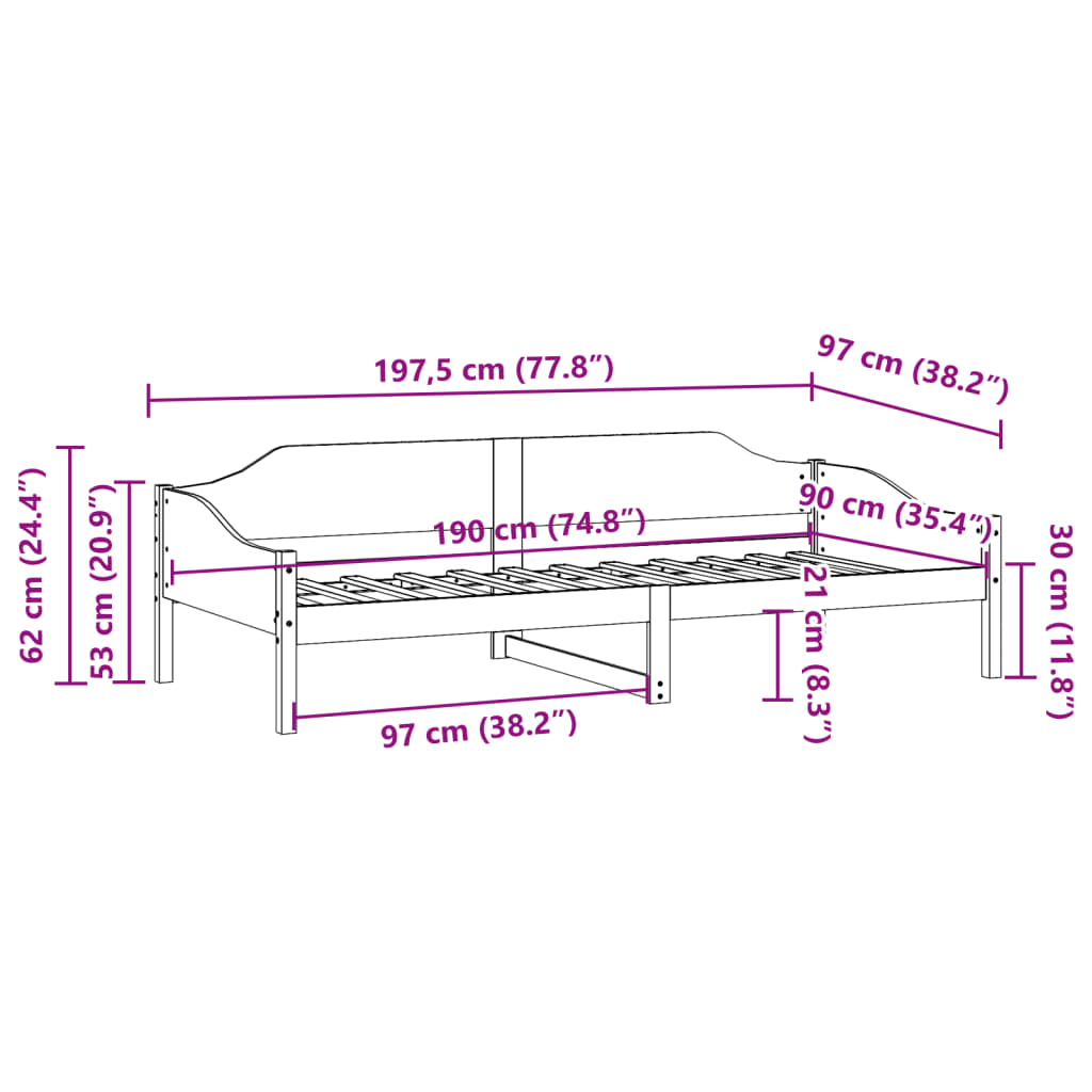 Bed Frame without Mattress 90x190 cm Solid Wood Pine