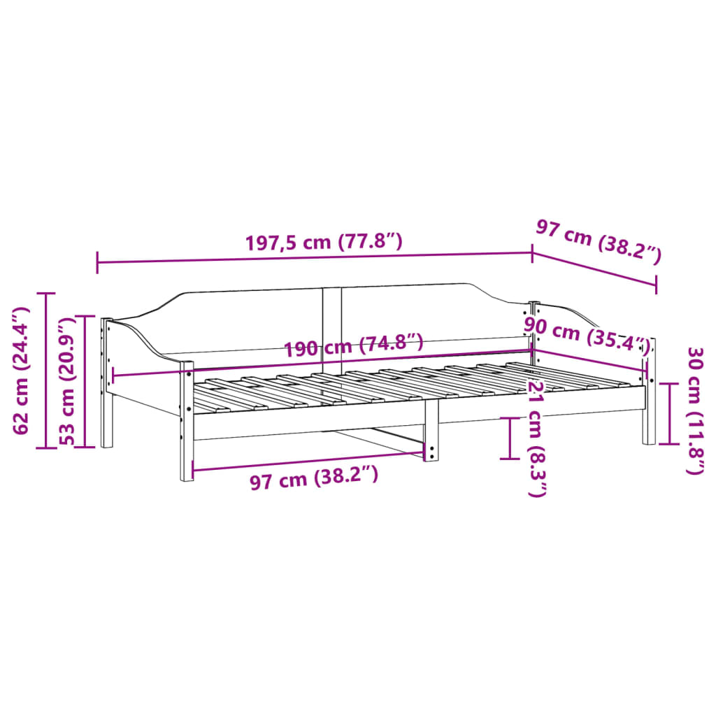 Bed Frame without Mattress White 90x190 cm Solid Wood Pine