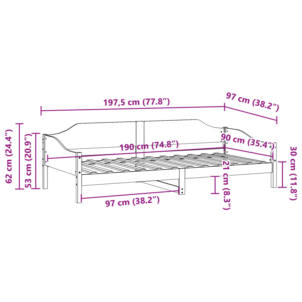 Bed Frame without Mattress Wax Brown 90x190 cm Solid Wood Pine