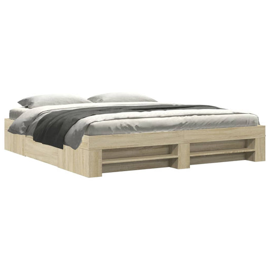 Bed Frame without Mattress Sonoma Oak 180x200 cm Super King Engineered Wood Bed Frame without Mattress Sonoma Oak 180x200 cm Super King Engineered Wood