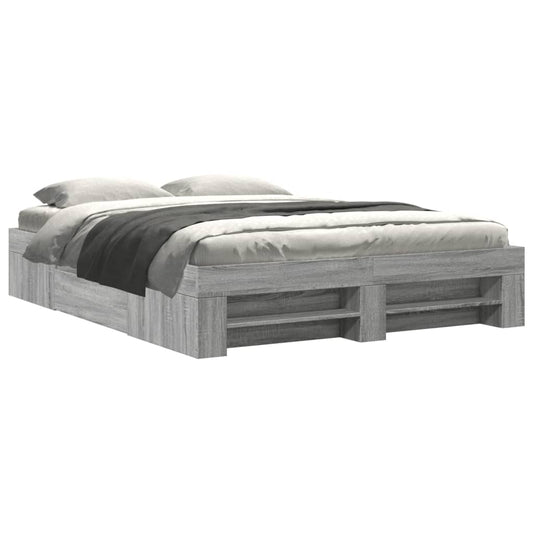 Bed Frame without Mattress Grey Sonoma 160x200 cm Engineered Wood Bed Frame without Mattress Grey Sonoma 160x200 cm Engineered Wood