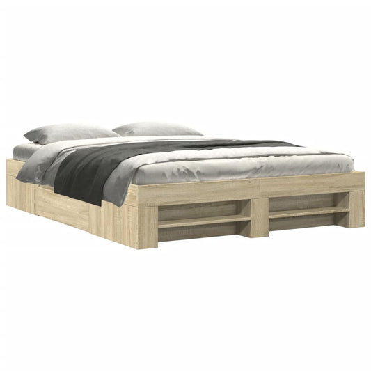 Bed Frame without Mattress Sonoma Oak 150x200 cm King Size Engineered Wood Bed Frame without Mattress Sonoma Oak 150x200 cm King Size Engineered Wood
