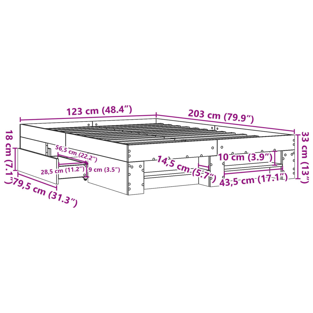 Bed Frame without Mattress White 120x200 cm Engineered Wood