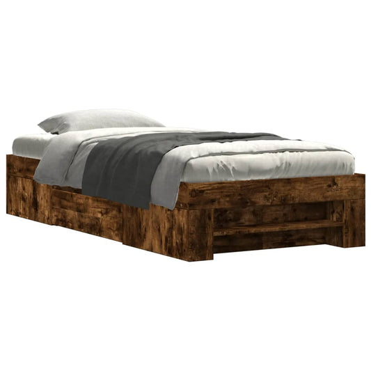 Bed Frame without Mattress Smoked Oak 100x200 cm Engineered Wood Bed Frame without Mattress Smoked Oak 100x200 cm Engineered Wood