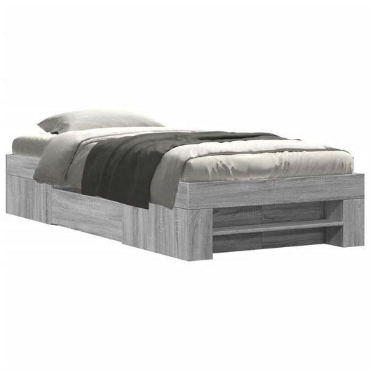 Bed Frame without Mattress Grey Sonoma 100x200 cm Engineered Wood Bed Frame without Mattress Grey Sonoma 100x200 cm Engineered Wood