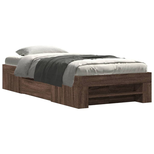 Bed Frame without Mattress Brown Oak 90x200 cm Engineered Wood Bed Frame without Mattress Brown Oak 90x200 cm Engineered Wood