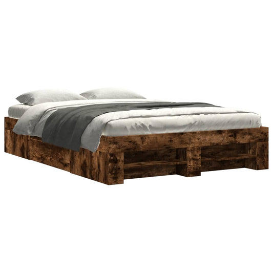 Bed Frame without Mattress Smoked Oak 140x190 cm Engineered Wood Bed Frame without Mattress Smoked Oak 140x190 cm Engineered Wood