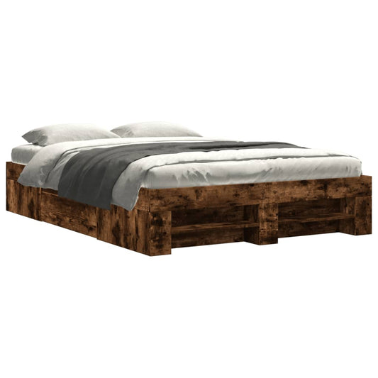 Bed Frame without Mattress Smoked Oak 120x190 cm Small Double Engineered Wood Bed Frame without Mattress Smoked Oak 120x190 cm Small Double Engineered Wood