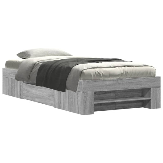 Bed Frame without Mattress Grey Sonoma 75x190 cm Small Single Engineered Wood Bed Frame without Mattress Grey Sonoma 75x190 cm Small Single Engineered Wood
