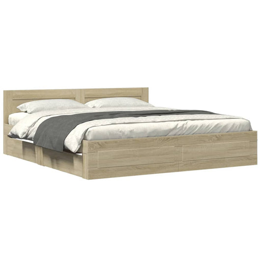 Bed Frame with Headboard without Mattress Sonoma Oak 200x200 cm Bed Frame with Headboard without Mattress Sonoma Oak 200x200 cm