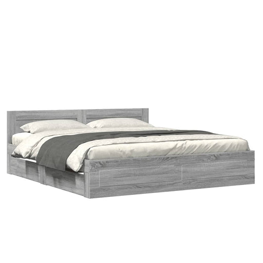 Bed Frame with Headboard without Mattress Grey Sonoma 180x200 cm Super King Bed Frame with Headboard without Mattress Grey Sonoma 180x200 cm Super King