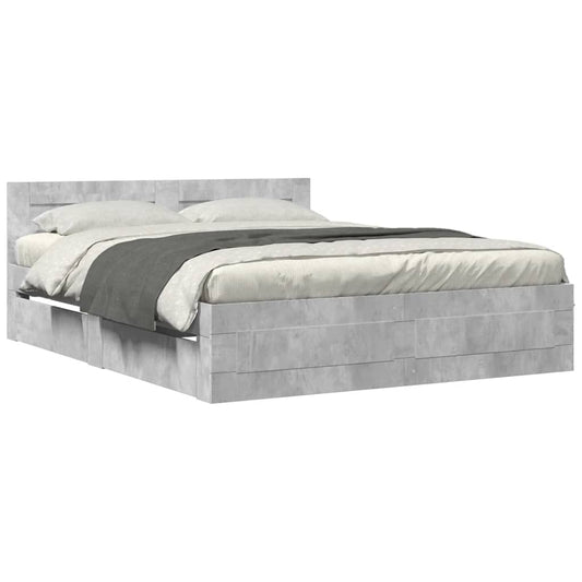 Bed Frame with Headboard without Mattress Concrete Grey 160x200 cm Bed Frame with Headboard without Mattress Concrete Grey 160x200 cm