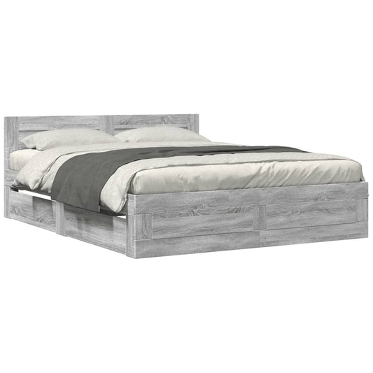 Bed Frame with Headboard without Mattress Grey Sonoma 160x200 cm Bed Frame with Headboard without Mattress Grey Sonoma 160x200 cm