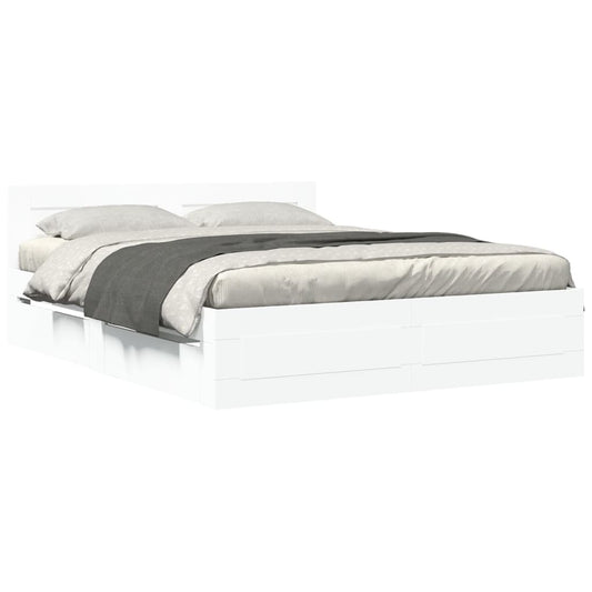 Bed Frame with Headboard without Mattress White 150x200 cm King Size Bed Frame with Headboard without Mattress White 150x200 cm King Size