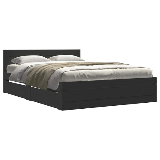 Bed Frame with Headboard without Mattress Black 140x200 cm Bed Frame with Headboard without Mattress Black 140x200 cm