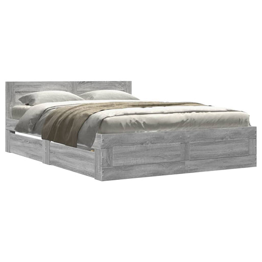 Bed Frame with Headboard without Mattress Grey Sonoma 140x200 cm Bed Frame with Headboard without Mattress Grey Sonoma 140x200 cm