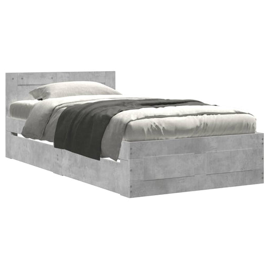 Bed Frame with Headboard without Mattress Concrete Grey 90x200 cm Bed Frame with Headboard without Mattress Concrete Grey 90x200 cm
