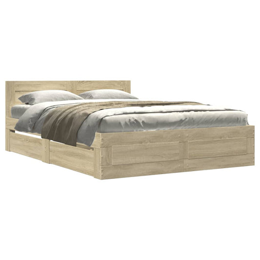 Bed Frame with Headboard without Mattress Sonoma Oak 120x190 cm Small Double Bed Frame with Headboard without Mattress Sonoma Oak 120x190 cm Small Double