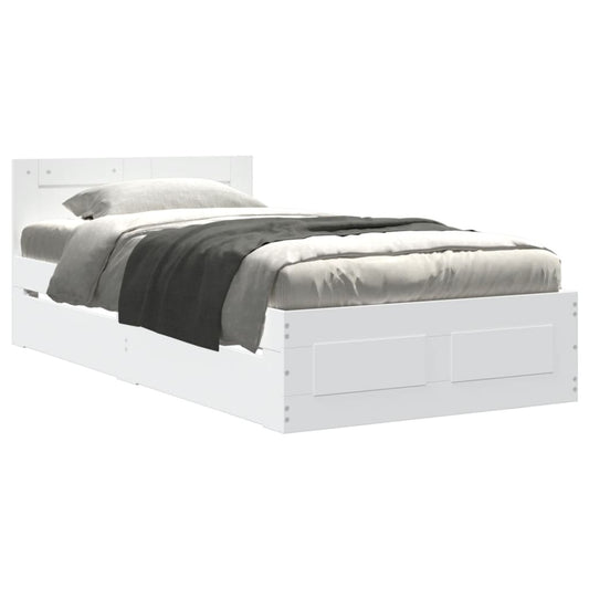 Bed Frame with Headboard without Mattress White 75x190 cm Small Single Bed Frame with Headboard without Mattress White 75x190 cm Small Single