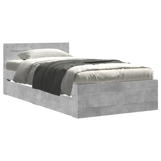 Bed Frame with Headboard without Mattress Concrete Grey 75x190 cm Small Single Bed Frame with Headboard without Mattress Concrete Grey 75x190 cm Small Single