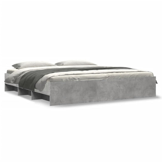 Bed Frame | Concrete Grey | Engineered Wood, Plywood | 200 x 200 cm Bed Frame | Concrete Grey | Engineered Wood, Plywood | 200 x 200 cm