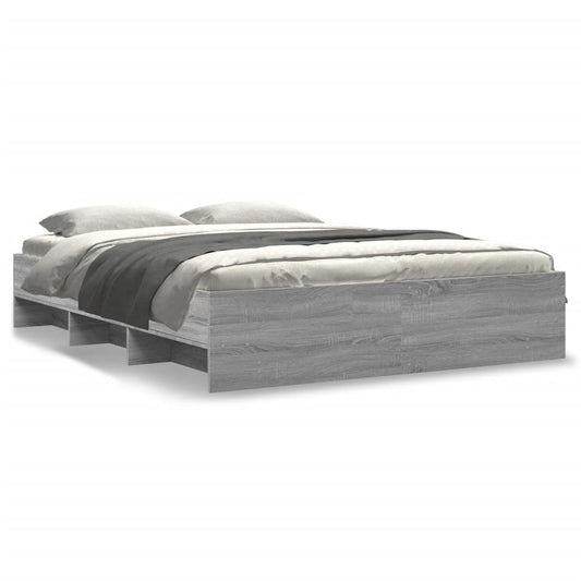 Bed Frame without Mattress Grey Sonoma 150x200 cm King Size Engineered Wood Bed Frame without Mattress Grey Sonoma 150x200 cm King Size Engineered Wood