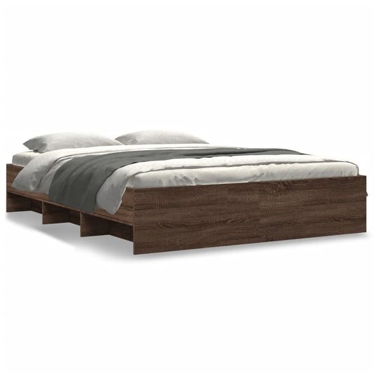 Bed Frame without Mattress Brown Oak 150x200 cm King Size Engineered Wood Bed Frame without Mattress Brown Oak 150x200 cm King Size Engineered Wood