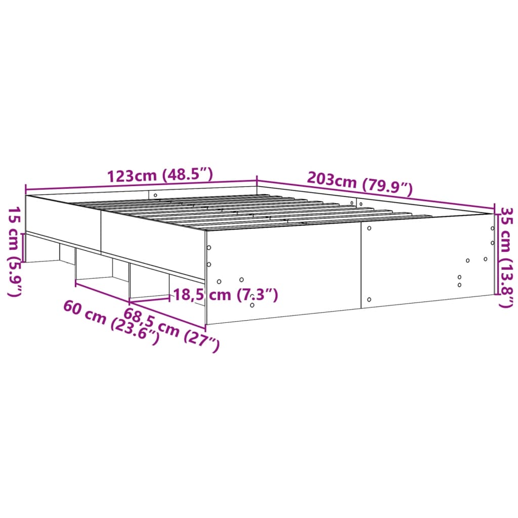 Bed Frame without Mattress Brown Oak 120x200 cm Engineered Wood