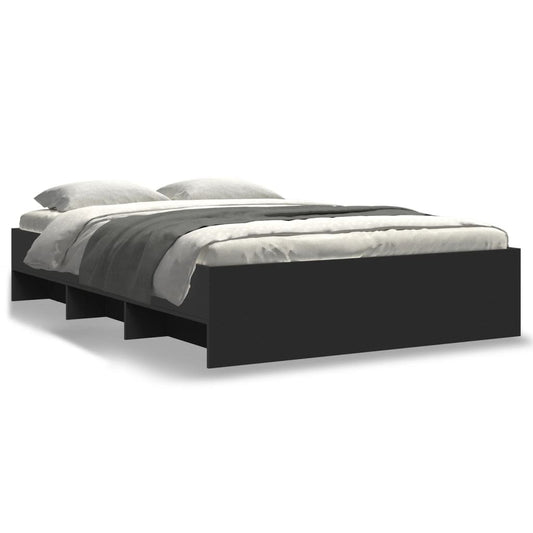 Bed Frame without Mattress Black 135x190 cm Double Engineered Wood Bed Frame without Mattress Black 135x190 cm Double Engineered Wood