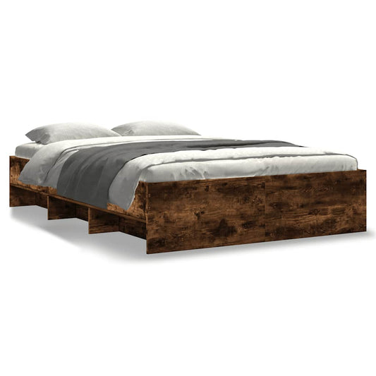 Bed Frame without Mattress Smoked Oak 135x190 cm Double Engineered Wood Bed Frame without Mattress Smoked Oak 135x190 cm Double Engineered Wood