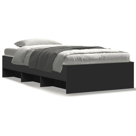 Bed Frame without Mattress Black 90x190 cm Single Engineered Wood Bed Frame without Mattress Black 90x190 cm Single Engineered Wood