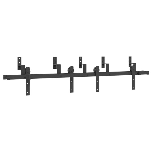 Sliding Door Hardware Kit 183 cm Steel Black Sliding Door Hardware Kit 183 cm Steel Black