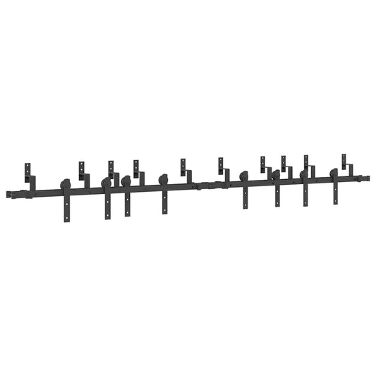 Sliding Door Hardware Kit 305 cm Steel Black Sliding Door Hardware Kit 305 cm Steel Black