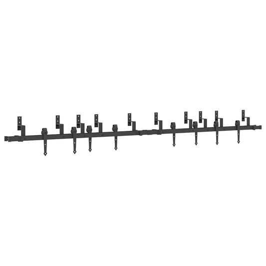 Sliding Door Hardware Kit 305 cm Steel Black Sliding Door Hardware Kit 305 cm Steel Black
