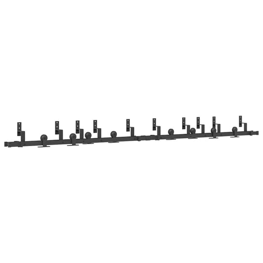 Sliding Door Hardware Kit 305 cm Steel Black Sliding Door Hardware Kit 305 cm Steel Black