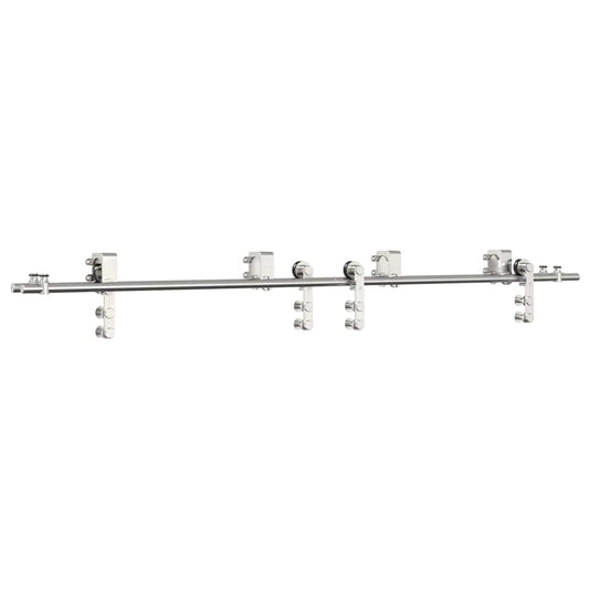 Sliding Door Hardware Kit 200 cm Stainless Steel Silver Sliding Door Hardware Kit 200 cm Stainless Steel Silver