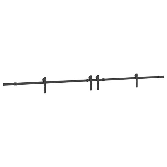 Sliding Door Hardware Kit 366 cm Steel Black Sliding Door Hardware Kit 366 cm Steel Black
