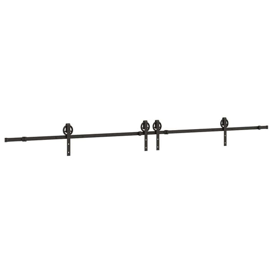 Sliding Door Hardware Kit 366 cm Steel Black Sliding Door Hardware Kit 366 cm Steel Black