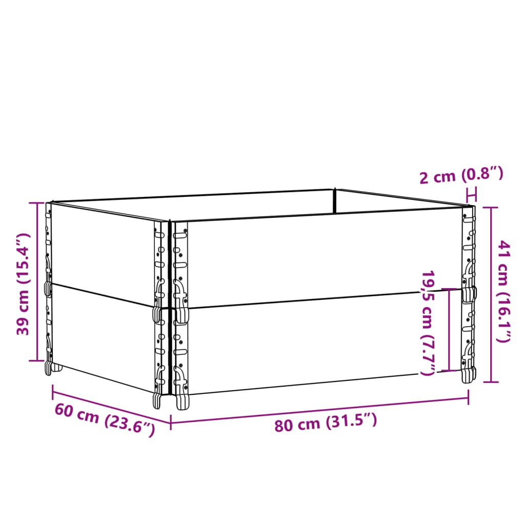 Pallet Collars 2 pcs 80x60 cm Solid Wood Pine