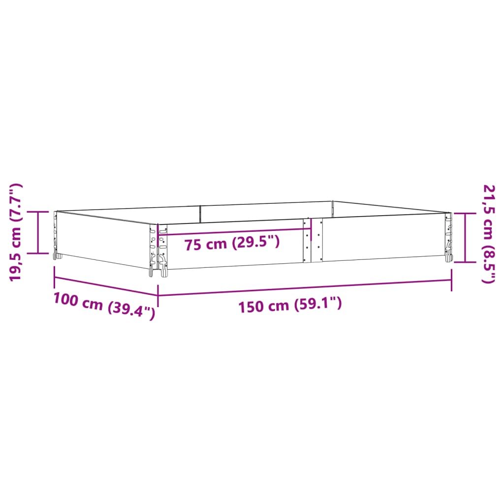 Pallet Collar Black 150x100 cm Solid Wood Pine