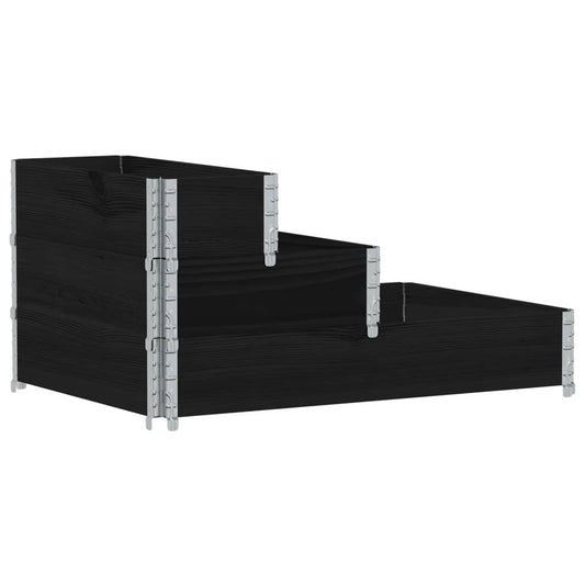 3-Tier Raised Bed Black 120x80 cm Solid Wood Pine 3-Tier Raised Bed Black 120x80 cm Solid Wood Pine