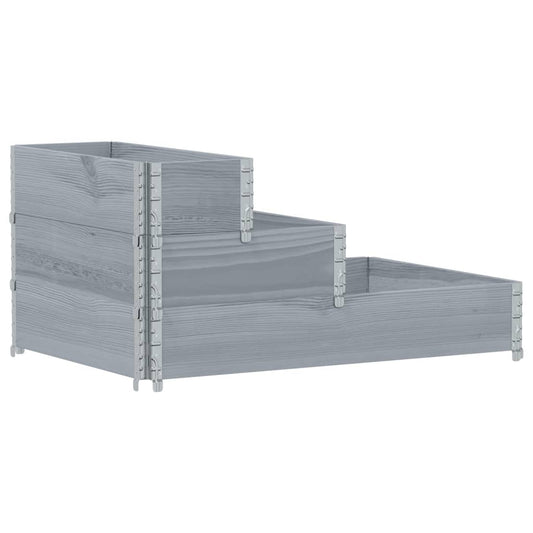 3-Tier Raised Bed Grey 120x80 cm Solid Wood Pine 3-Tier Raised Bed Grey 120x80 cm Solid Wood Pine