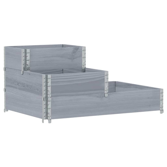 3-Tier Raised Bed Grey 120x80 cm Solid Wood Pine 3-Tier Raised Bed Grey 120x80 cm Solid Wood Pine