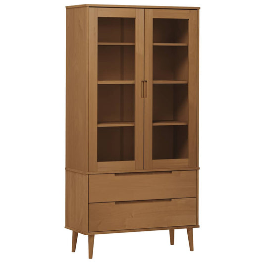 Vitrine Cabinet MOLDE Brown 90x35x175 cm Solid Wood Pine Vitrine Cabinet MOLDE Brown 90x35x175 cm Solid Wood Pine