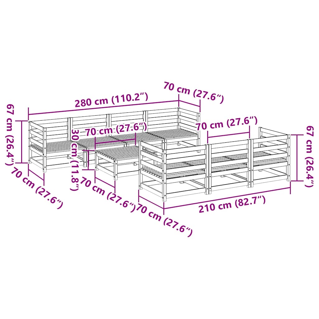 8 Piece Garden Sofa Set Solid Wood Pine