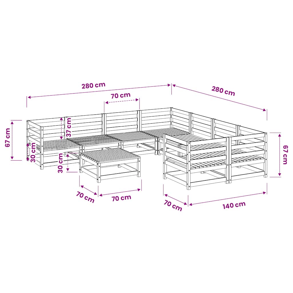 9 Piece Garden Sofa Set Impregnated Wood Pine