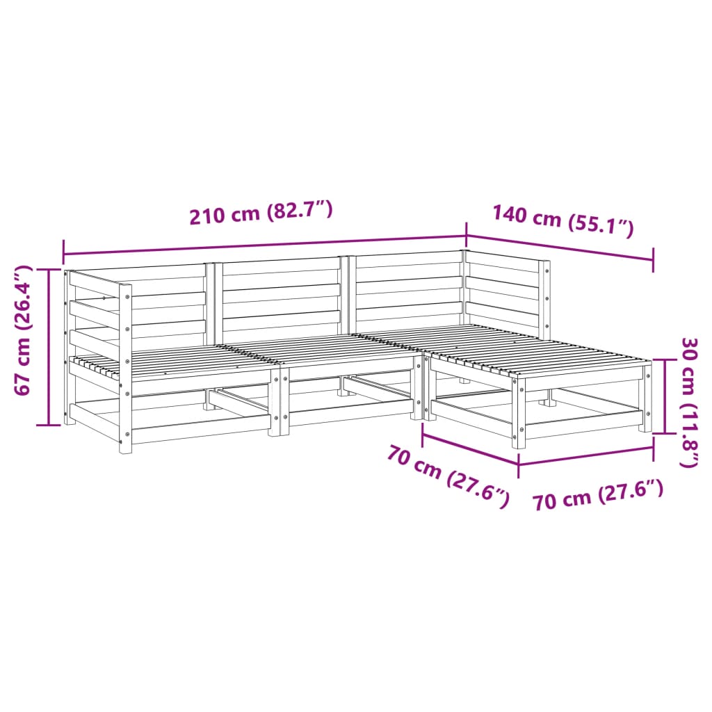 Garden Sofa Set | Pine | Solid pine wood | Large | Modular
