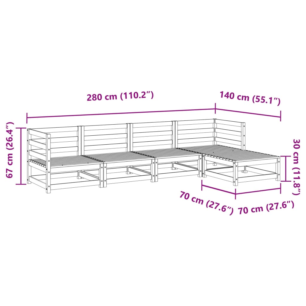 Garden Sofa Set | Natural wood | Solid pine wood | Medium | Modular