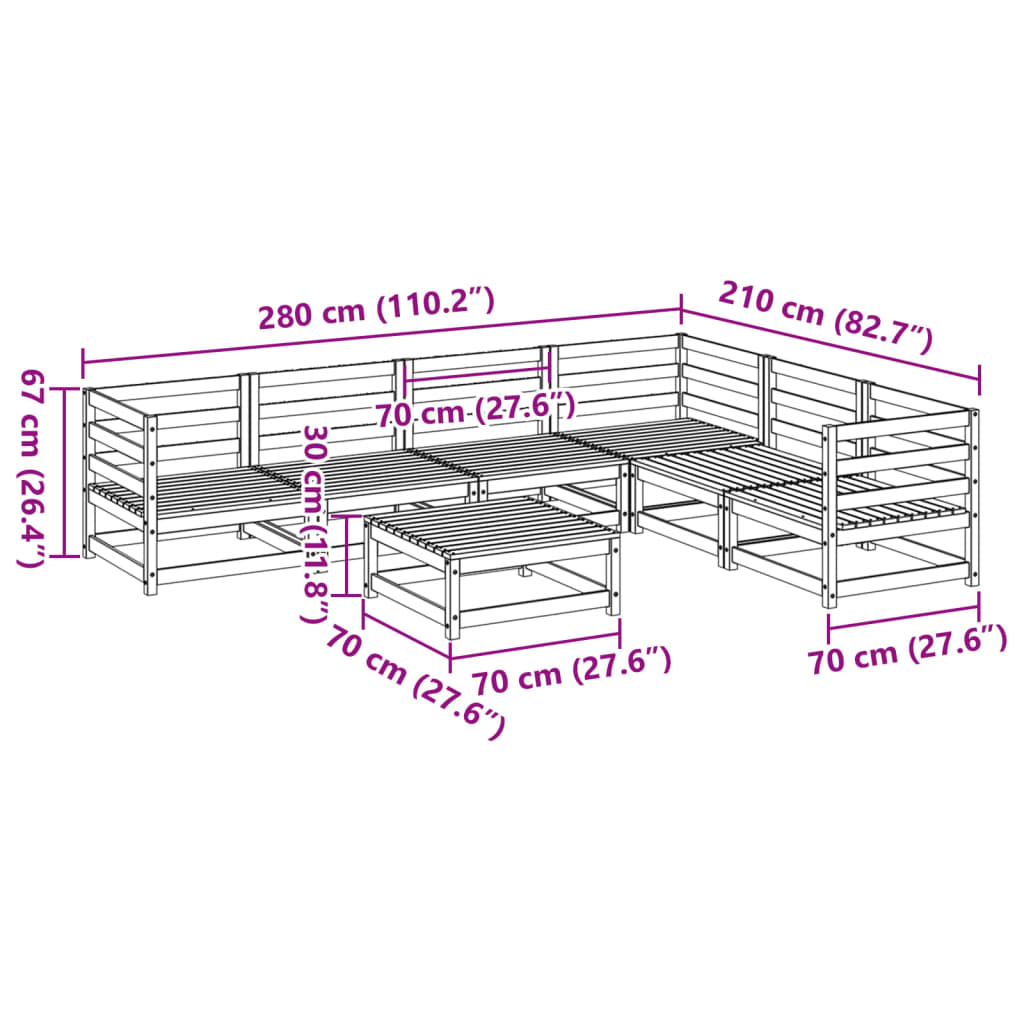 Garden Sofa Set | Natural Pine | Solid Pine Wood | Large | Modular