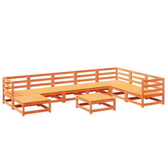 9 Piece Garden Sofa Set Wax Brown Solid Wood Pine 9 Piece Garden Sofa Set Wax Brown Solid Wood Pine